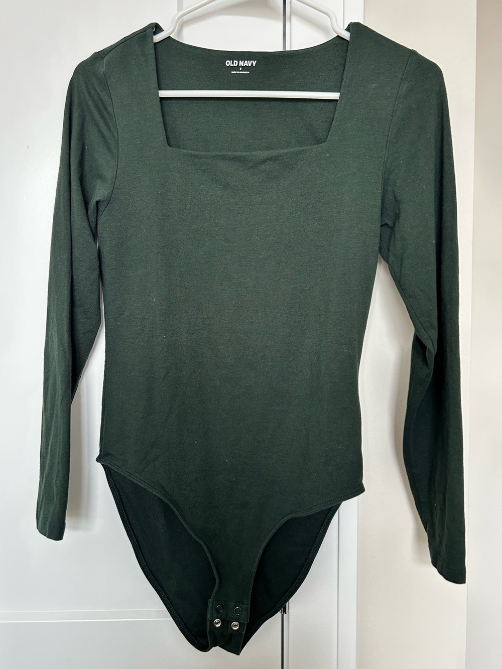 Old Navy Women's Jade Green Long Sleeve Square Neck Bodysuit